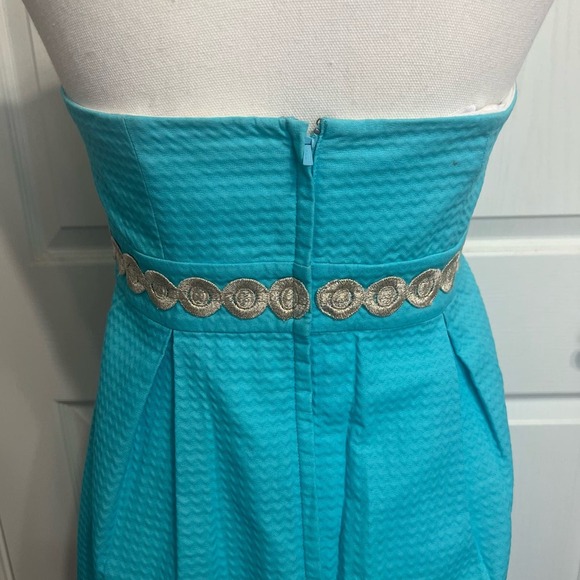 Lily Pulitzer Betsey Dress Wave Jacquard Strapless Shorely Blue Size 6 - Picture 13 of 13